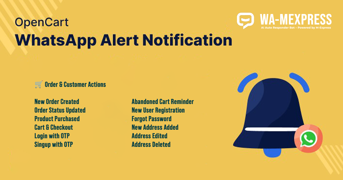 Demonstration of OpenCart sending automated WhatsApp order notifications and marketing messages